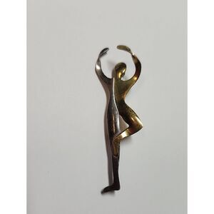 Far fetched artisan mixed metal sterling silver brass pin brooch person